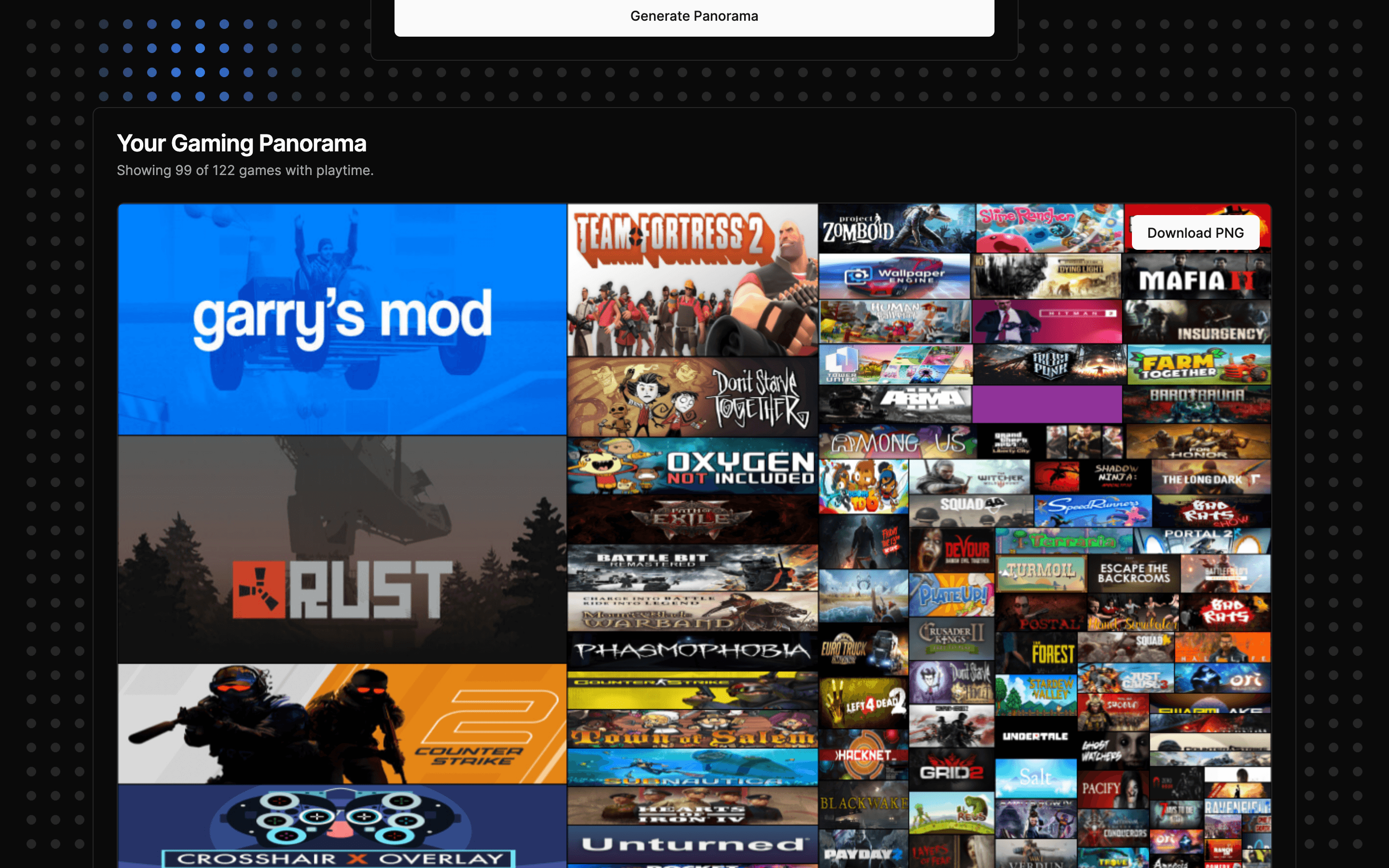 Steam Playtime Panorama